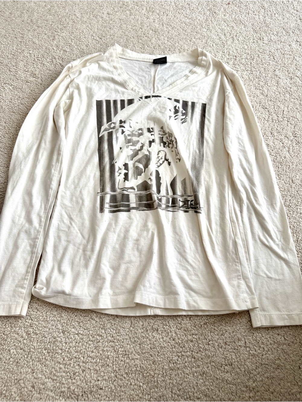 Diesel White Graphic Long Sleeve Top